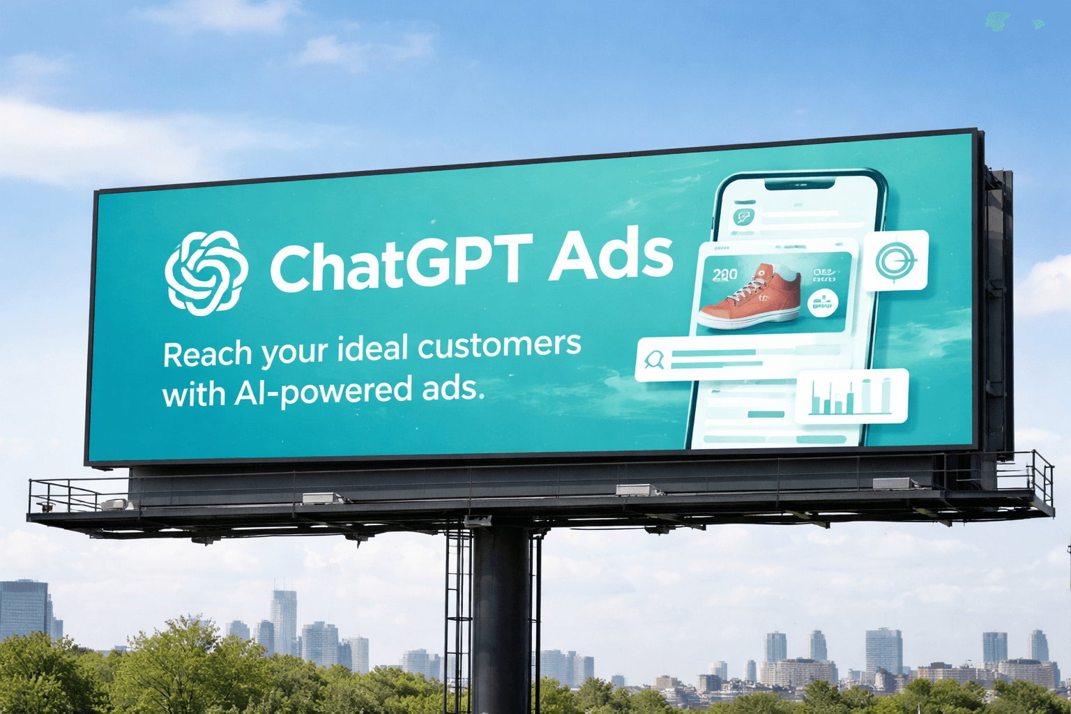 A ChatGPT Ads outdoor billboard