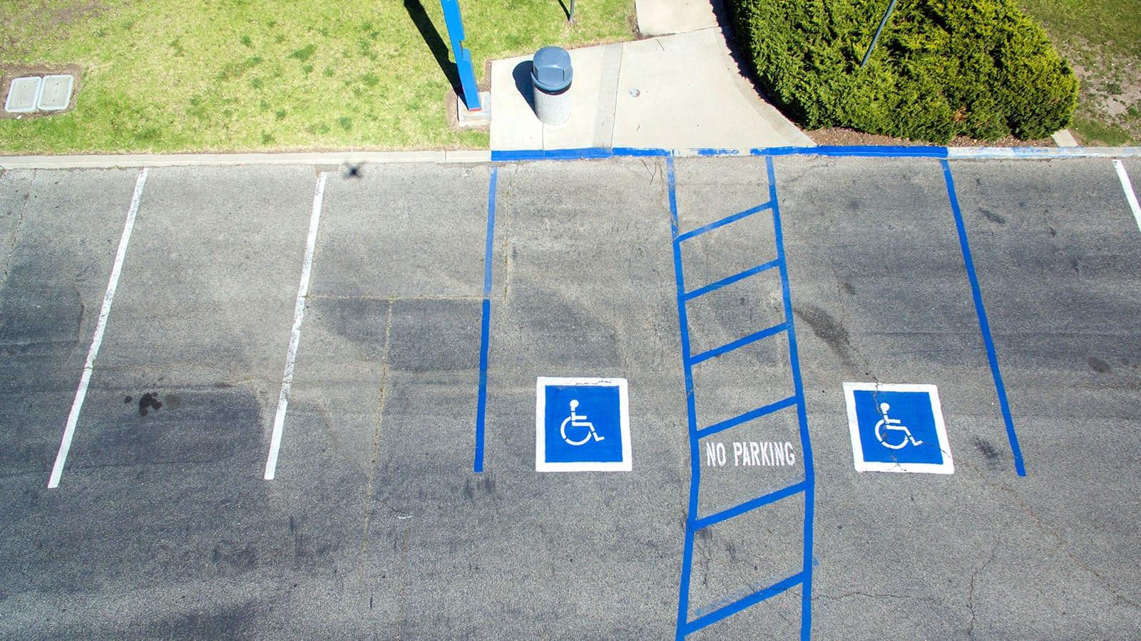 Parking area allocated for wheelchair users